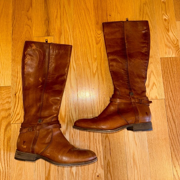 Frye Shoes - Frye Cognac Leather Over the Knee Boots